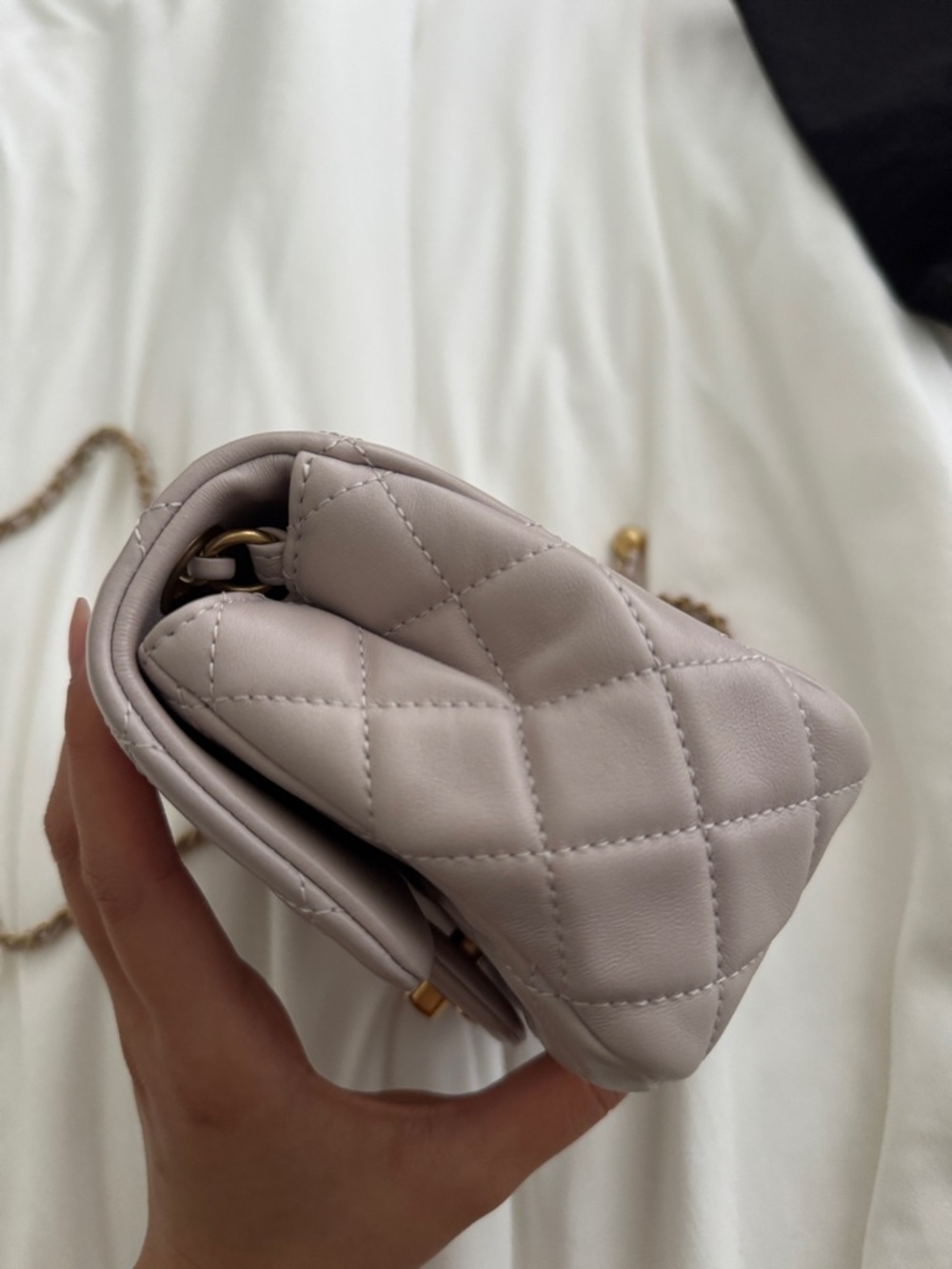 CHANEL Mini Square Pearl Crush Flap Bag in Light Purple with Gold Hardware - Picture 7 of 14